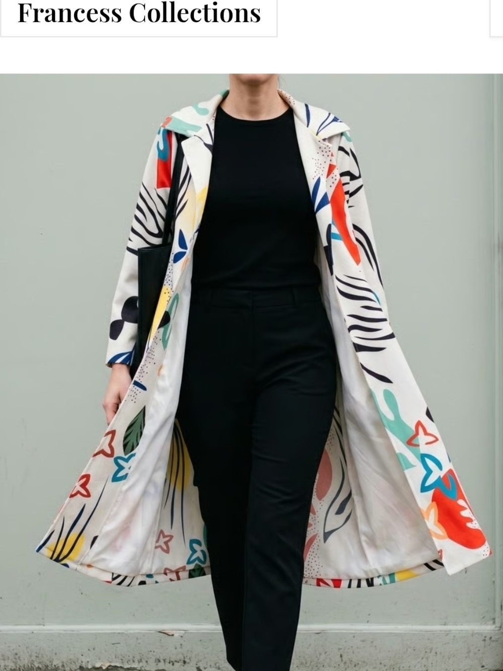 Francesca's Collections Women's Multicolor Printed Trench Coat